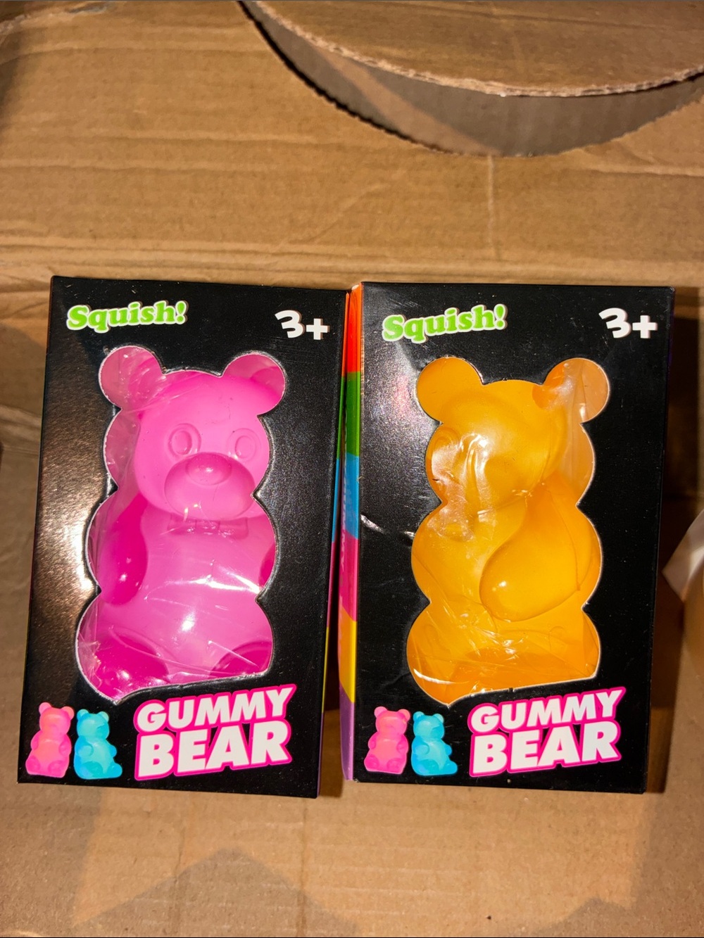 2 Gummy Bear Kids squishy Toys- Pink and Orange